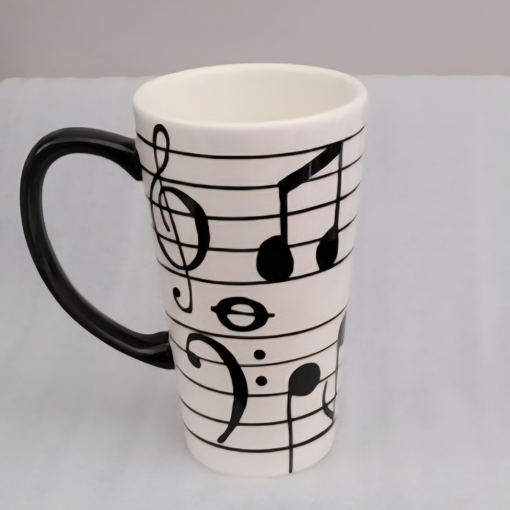 Musical Notes Ceramic Mug - Black and White